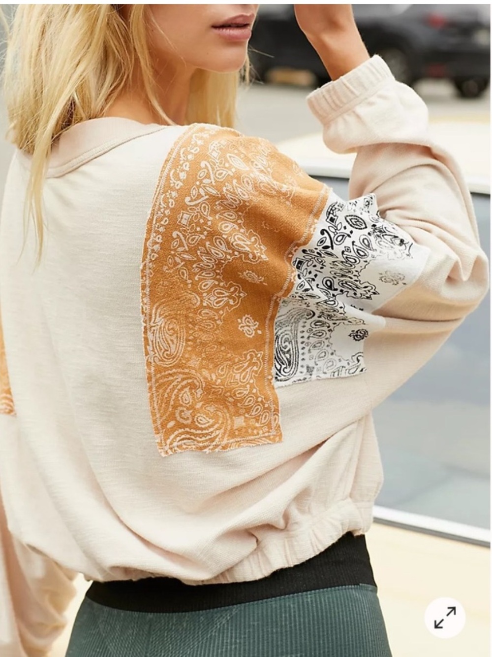 Women's Cream Bandana-Detail Pullover Sweatshirt